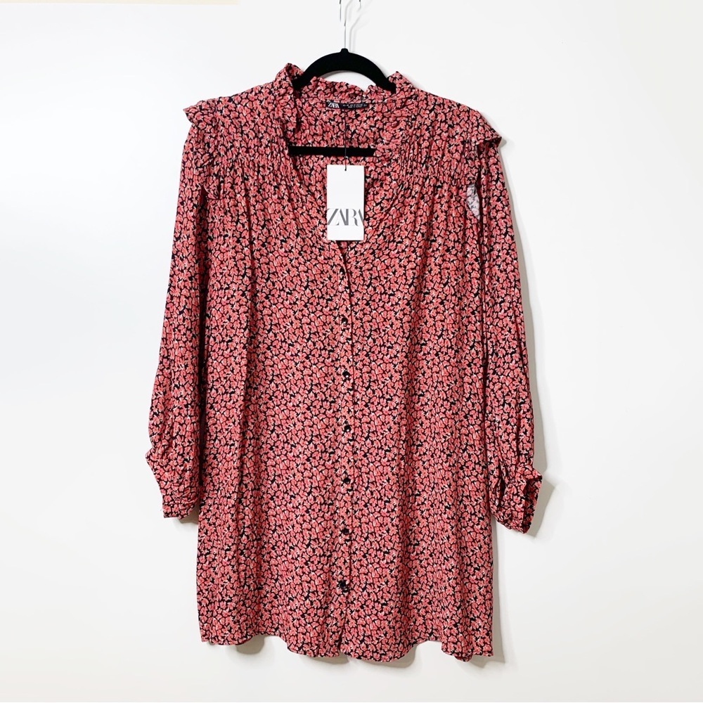 Zara floral button front dress size medium NWT